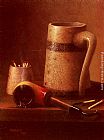 Pipe Paintings - Still Life, Pipe And Mug by William Michael Harnett